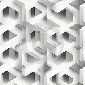 Abstract geometric pattern with 3d interlocking shapes in grayscale