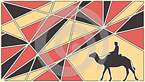 Abstract Geometric Pattern with Desert Camel Silhouette, vector design Generative AI