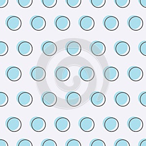 Abstract geometric pattern of different sized blue circles offset in grid