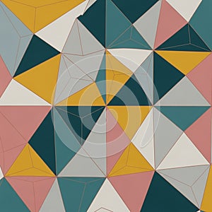 Abstract geometric pattern featuring an array of interlocking triangles and polygonal