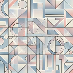 Abstract geometric pattern featuring an array of shapes like triangles, circles, and