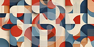 Abstract geometric pattern featuring circles triangles and squares design