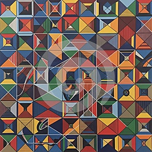 Abstract geometric pattern featuring a grid of squares divided into