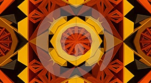 Abstract geometric pattern featuring hexagonal and triangular shapes in warm hues