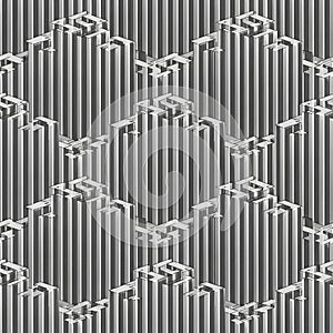 Abstract geometric pattern featuring interconnected cubic shapes creating an