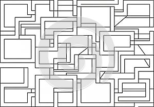 Abstract geometric pattern featuring interconnected rectangles and squares. The design uses a