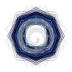 An abstract geometric pattern featuring layered hexagonal shapes