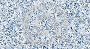 Abstract geometric pattern featuring a network of interconnected hexagons, filled with intricate