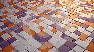 Abstract Orange Purple White Geometric Pattern on Modern Surface