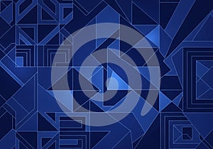 Abstract geometric pattern featuring overlapping triangles and rectangles in varying shades of