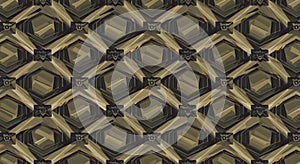 Abstract geometric pattern featuring a repeating diamond shape with a three-
