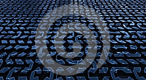 Abstract geometric pattern featuring a series of dark, glossy shapes arranged in a