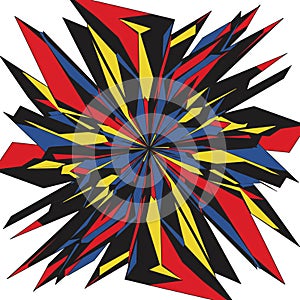 An abstract geometric pattern featuring sharp, angular shapes radiating from the cen