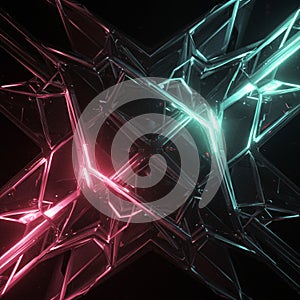 Abstract geometric pattern featuring a three-dimensional, triangular mesh structure.