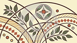 Abstract Geometric Pattern with Floral Elements, vector design Generative AI