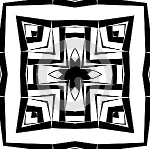 Abstract geometric pattern with flowwer in a balck and white colors