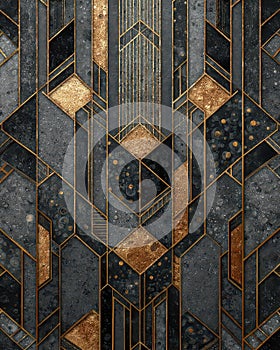 Abstract Geometric Pattern with Gold and Dark Tones Background