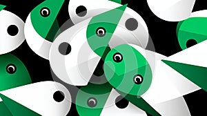 Abstract Geometric Pattern Green White Black Shapes Background