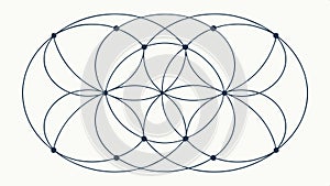 Abstract geometric pattern of interconnected circles creating a grid vector design Generative AI