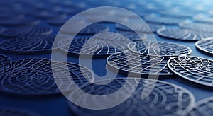 Abstract Blue Grid Pattern Background