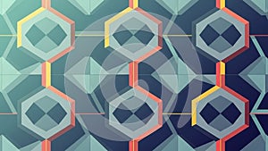 Abstract geometric pattern with interconnected hexagonal shapes in gradient colors