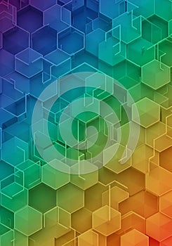 Abstract geometric pattern with interconnected hexagonal shapes in a gradient range