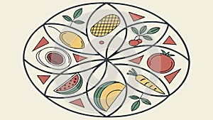 Abstract geometric pattern of interlocking circular shapes, vector design Generative AI