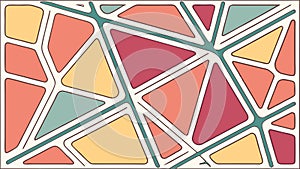 Abstract geometric pattern of interlocking colorful triangles, vector design Generative AI