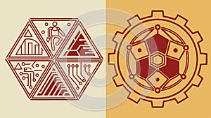 Abstract Geometric Pattern Interlocking Hexagons Modern Art, vector design Generative AI