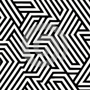 Abstract geometric pattern of intersecting black and white lines