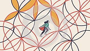 Abstract Geometric Pattern with Intersecting Shapes and Lines, vector design Generative AI