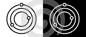Abstract geometric pattern with lines in circle with dots. Black lines on a white background and white lines on the black side