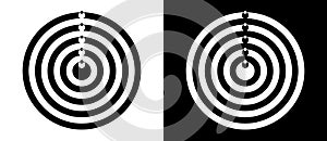 Abstract geometric pattern with lines in circle with dots. Black lines on a white background and white lines on the black side