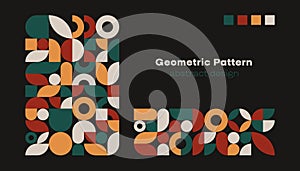 Abstract geometric pattern. Modern simple circle square shapes, minimal banner poster design bauhaus swiss style. Vector
