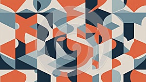 Abstract geometric pattern in orange blue and white