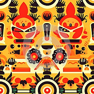 Abstract Geometric Pattern with Orange Yellow and Black