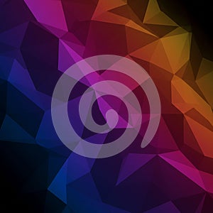 Abstract geometric pattern with overlapping triangles in a gradient of colors ranging