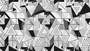 Abstract geometric pattern of overlapping triangles in grayscale tones