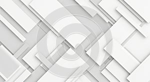 Abstract geometric pattern of overlapping white rectangles and squares with subtle shadows white background white background