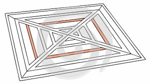 Abstract geometric pattern of receding squares, depth illusion. vector design Generative AI