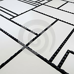 Abstract geometric pattern with rectangular shapes formed by black lines and