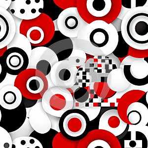 Abstract Geometric Pattern with Red Black and White