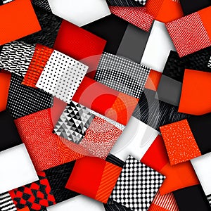 Abstract Geometric Pattern with Red Black and White