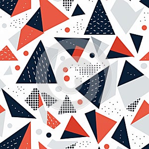 Abstract Geometric Pattern Red, White, And Black Shapes