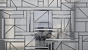 Abstract Geometric Pattern with Reflective Silver and Black Lines