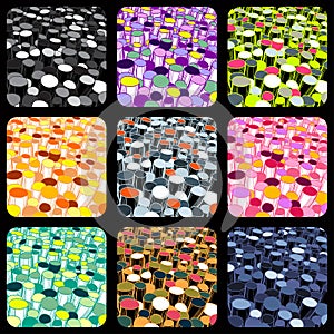 Abstract geometric pattern set with stripes