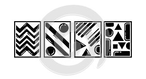 Abstract geometric pattern set with zigzag, stripes, circles, and triangles vector illustration