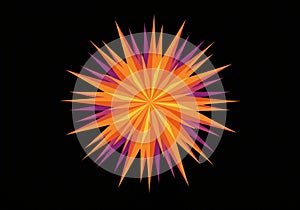 An abstract geometric pattern with sharp, pointed shapes forms a starburst design.