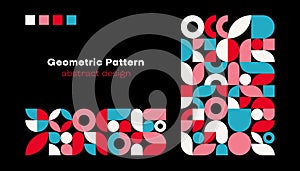 Abstract geometric pattern. Simple circle square shapes, modern minimal banner bauhaus swiss style. Vector background