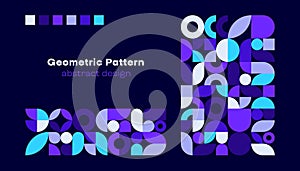 Abstract geometric pattern. Simple circle square shapes, modern swiss banner brand identity package design. Vector